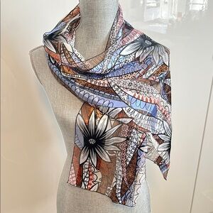 Floral Patterned Scarf Silk Feel